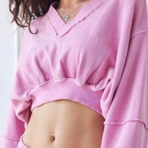Urban outfitters cropped pink sweatshirt